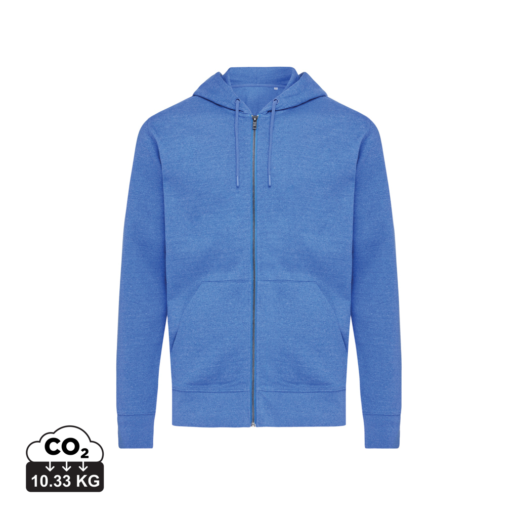 Sweat publicitaire à capuche unisexe coton recyclé Iqoniq Abisko heather blue